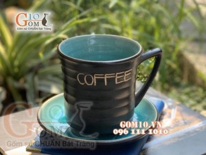 Cốc cà phê men thủy tinh - quai tam giác, đường kính miệng 8,3cm