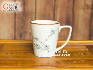 Cốc đào xanh men kem