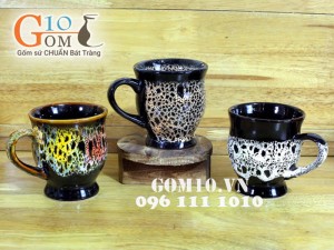 Cốc eo quai to men ngũ sắc (1 chiếc)