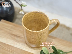 Cốc gốm có quai dáng bầu, 8cm