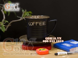 Cốc gốm cà phê quai tam giác, đường kính miệng 8.3cm