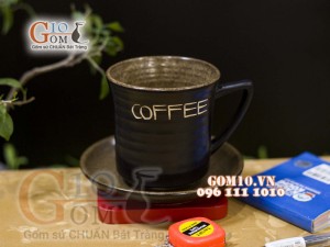 Cốc gốm cà phê quai tam giác, đường kính miệng 8.3cm