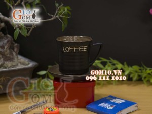 Cốc gốm cà phê quai tam giác, đường kính miệng 8.3cm