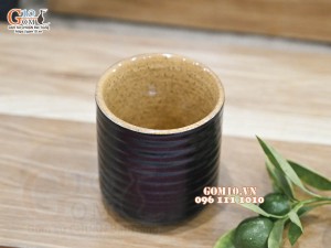 Cốc gốm  dáng trụ màu đen, 7cm
