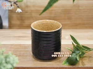 Cốc gốm  dáng trụ màu đen, 7cm