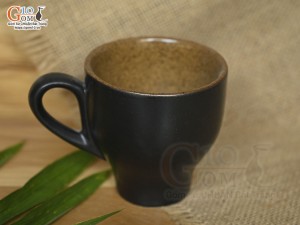 Cốc gốm đen dáng chân thon quai tròn, 220ml