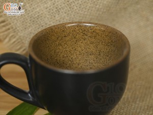 Cốc gốm đen dáng chân thon quai tròn, 220ml