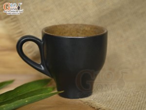 Cốc gốm đen dáng chân thon quai tròn, 220ml