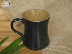Cốc gốm đen dáng eo quai tròn, 300ml