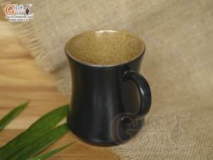 Cốc gốm đen dáng eo quai tròn, 300ml