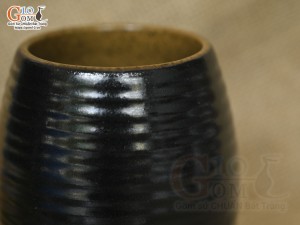Cốc gốm đen dáng trống sóng biển, 300ml