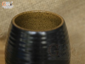 Cốc gốm đen dáng trống sóng biển, 300ml