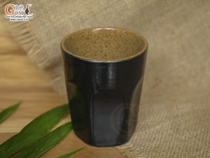 Cốc gốm đen dáng trụ lục giác, 200ml