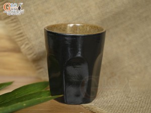 Cốc gốm đen dáng trụ lục giác, 200ml