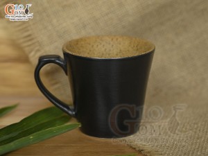 Cốc gốm đen dáng vát quai tròn, 250ml