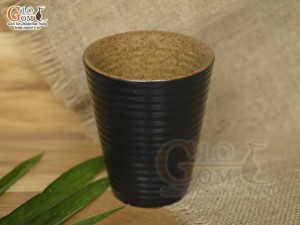 Cốc gốm đen dáng vát sóng biển, 280ml