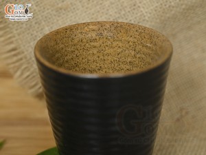 Cốc gốm đen dáng vát sóng biển, 280ml
