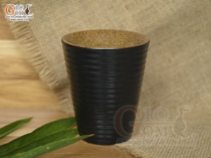 Cốc gốm đen dáng vát sóng biển, 280ml