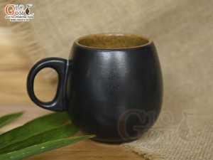 Cốc gốm đen qoai tròn, 280ml