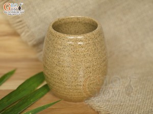 Cốc gốm vàng dáng trống sóng biển, 300ml