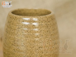 Cốc gốm vàng dáng trống sóng biển, 300ml