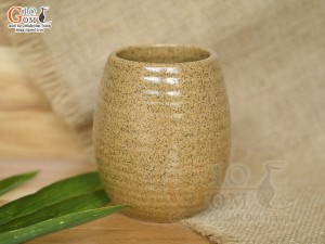 Cốc gốm vàng dáng trống sóng biển, 300ml