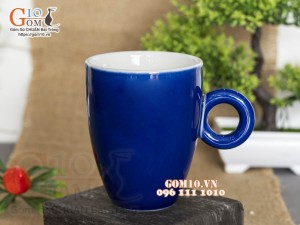 Cốc latte quai tròn men đá màu xanh tím 330ml