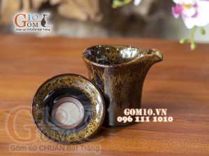Cốc lọc trà men hỏa biến CỐT GỐM nâu