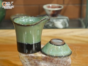 Cốc lọc trà men hỏa biến xanh ngọc