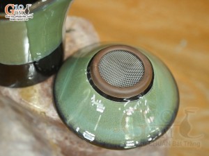 Cốc lọc trà men hỏa biến xanh ngọc