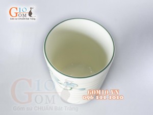 Cốc men kem vẽ Sen Xanh, 350ml