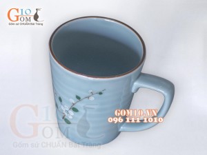 Cốc Ngọc Thanh Dương vẽ hoa Đào trắng, 350ml