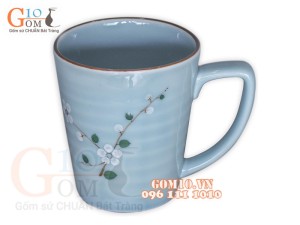 Cốc Ngọc Thanh Dương vẽ hoa Đào trắng, 350ml