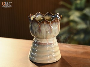 Cốc phật thủ men hoả biến màu nâu ngọc, cao 16cm