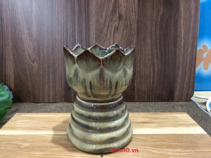 Cốc phật thủ men hoả biến màu nâu ngọc, cao 16cm