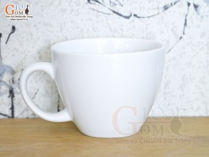 Cốc sứ quai tròn men trắng, 180ml