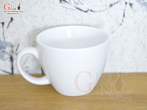 Cốc sứ quai tròn men trắng, 180ml