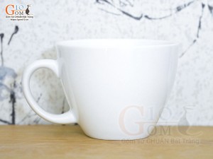 Cốc sứ quai tròn men trắng, 180ml