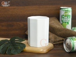 Cốc sứ bát giác men trắng trơn