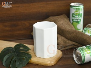 Cốc sứ bát giác men trắng trơn