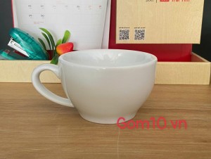 Cốc sứ capuchino men trắng, dung tích  250ml