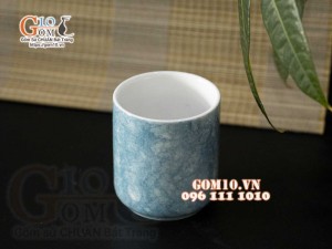 Cốc sứ dáng trụ men đá, màu xanh da trời