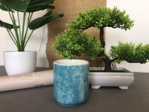 Cốc sứ dáng trụ men đá, màu xanh biển 200ml