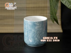 Cốc sứ dáng trụ men đá, màu xanh da trời