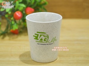 Cốc sứ dáng trụ men mát, in logo