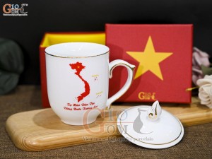 Cốc sứ mừng Đại lễ 30/4, 50 năm ngày Giải Phóng Miền Nam, kẻ chỉ vàng kim