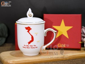 Cốc sứ mừng Đại lễ 30/4, 50 năm ngày Giải Phóng Miền Nam, kẻ chỉ vàng kim