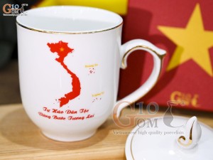 Cốc sứ mừng Đại lễ 30/4, 50 năm ngày Giải Phóng Miền Nam, kẻ chỉ vàng kim