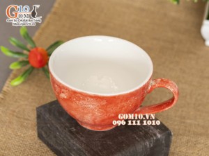 Cốc capu men đá màu đỏ loang, 250ml