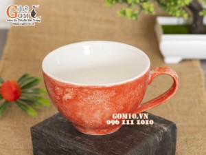 Cốc capu men đá màu đỏ loang, 250ml